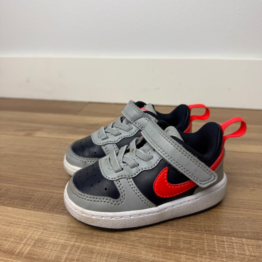 Nike Court Borough Low 2 Toddler Navy Grey Crimson Size 5